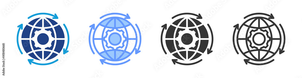Poster World Development icon set multiple style collection