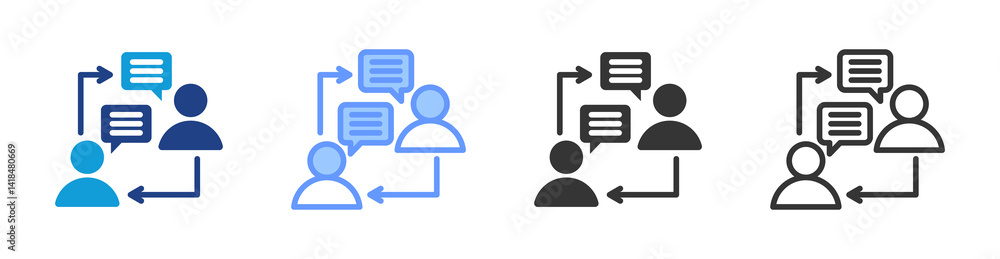 Aufkleber communication icon set multiple style collection
