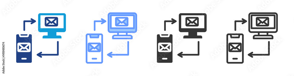 Poster Transfer Information icon set multiple style collection