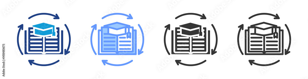 Poster Learning Programs icon set multiple style collection