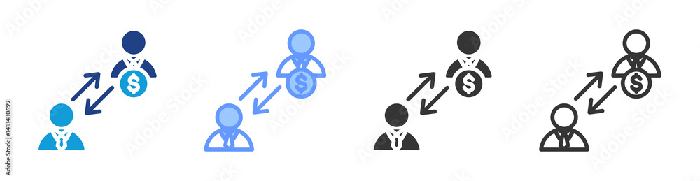 Poster business mentor icon set multiple style collection