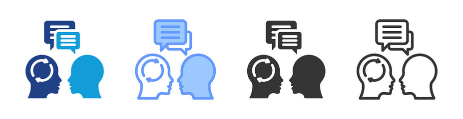 Social Skill icon set multiple style collection