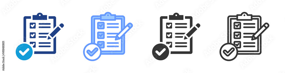 Poster Checklist icon set multiple style collection