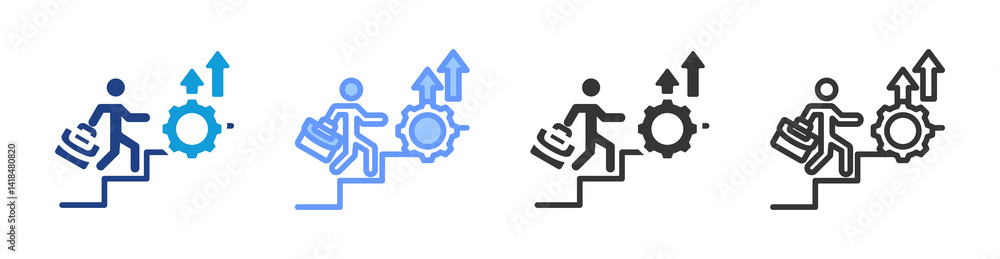 Aufkleber career development icon set multiple style collection