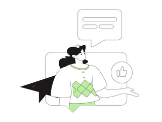 Virtual characters social communication concept business flat vector hand drawn illustration

