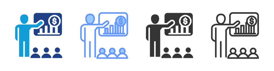 Business Training icon set multiple style collection