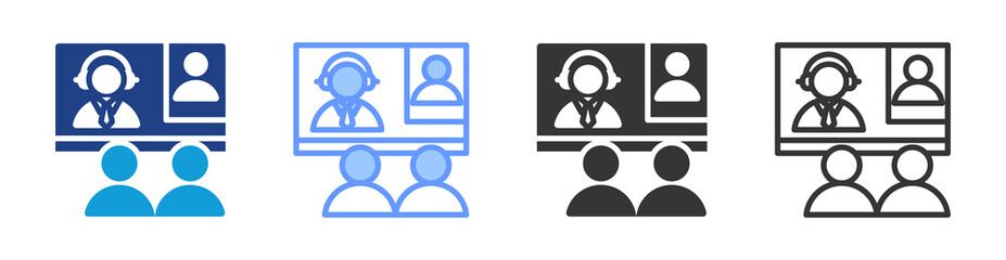 Video Conference icon set multiple style collection