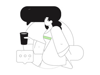 Virtual characters social communication concept business flat vector hand drawn illustration
