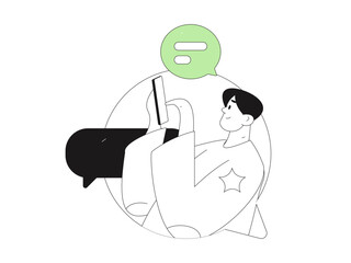 Virtual characters social communication concept business flat vector hand drawn illustration
