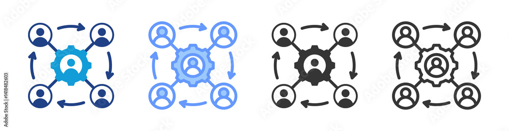 Poster organization icon set multiple style collection