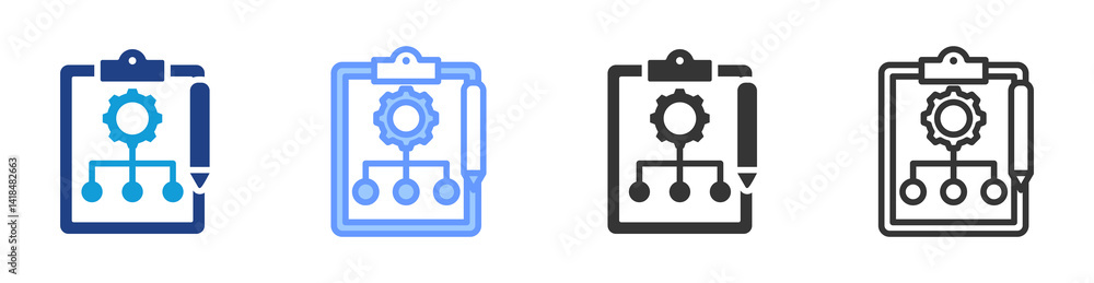 Poster planning icon set multiple style collection