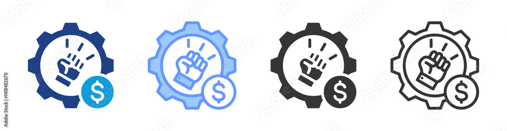 Poster power struggle icon set multiple style collection