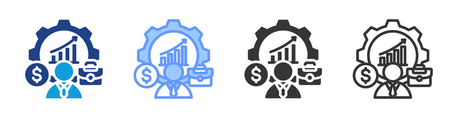 Business icon set multiple style collection