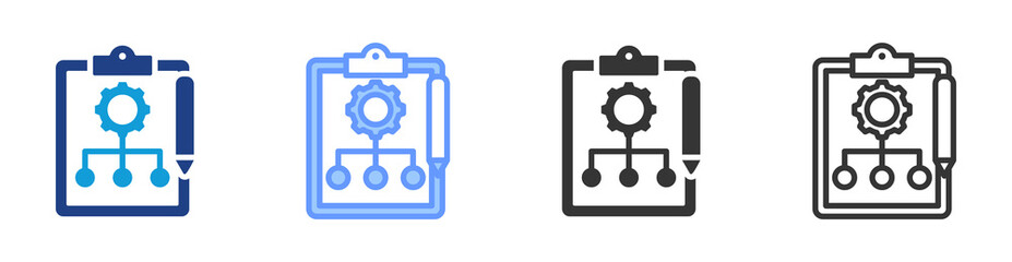 Planning icon set multiple style collection