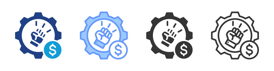 Power Struggle icon set multiple style collection
