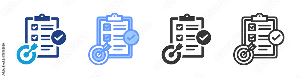 Poster goal icon set multiple style collection