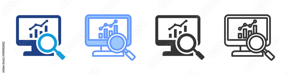 Poster Monitoring icon set multiple style collection