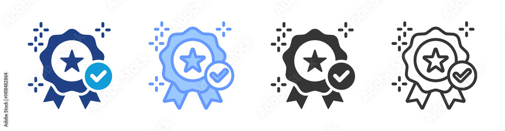 Poster achievement icon set multiple style collection
