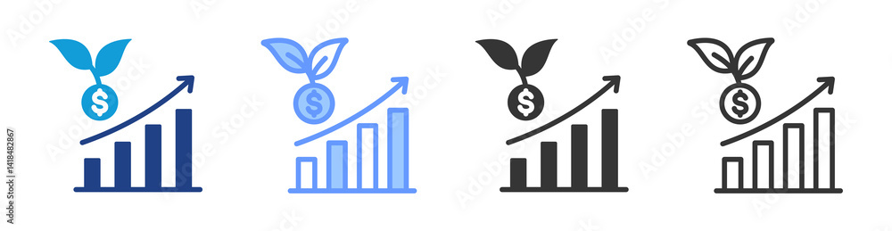 Poster growth icon set multiple style collection