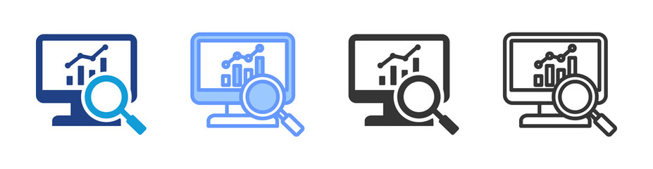 Monitoring icon set multiple style collection