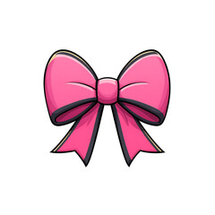 pink ribbon bow emoji illustration isolated