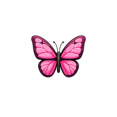 pink butterfly emoji wings open flat icon