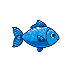 blue fish emoji icon outlined Transparent background