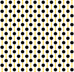 Yellow Black and White Dots Pattern Seamless Repeat