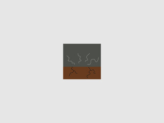a stark division between a dark gray upper section and a brown lower section