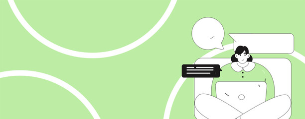 Virtual characters social communication concept business flat vector hand drawn illustration
