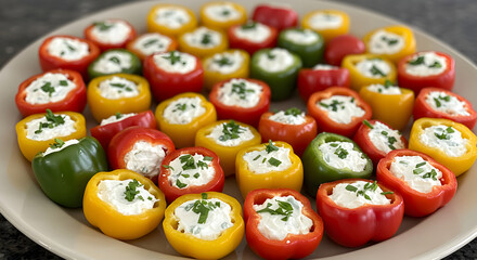 Festive Stuffed Mini Peppers With Cream Cheese And Fresh Herbs Platter
