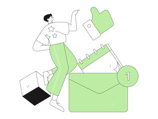 Virtual characters social communication concept business flat vector hand drawn illustration
