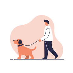 Obraz premium Dog Walking Service - Person walking dog against abstract background