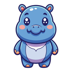 Fototapeta premium Cute Blue Hippo Cartoon