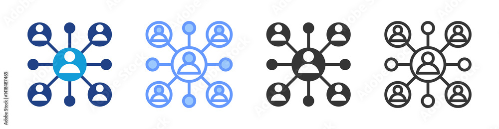 Aufkleber networking icon set multiple style collection