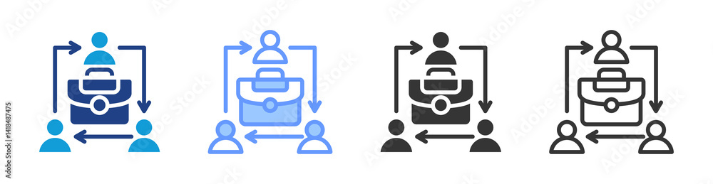 Aufkleber job rotation icon set multiple style collection
