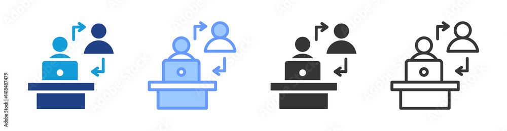 Poster job shadowing icon set multiple style collection