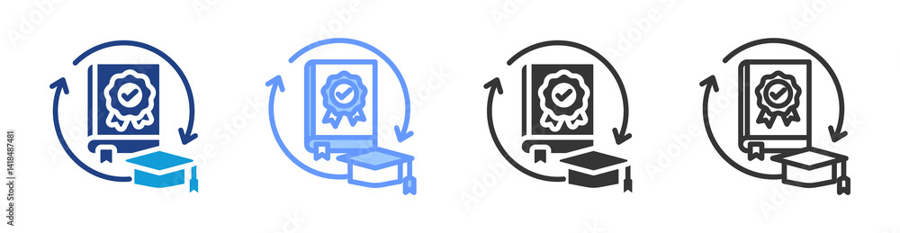 Poster continuing education icon set multiple style collection