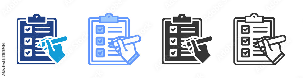 Poster Self Assessment icon set multiple style collection