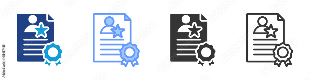 Poster professional certification icon set multiple style collection