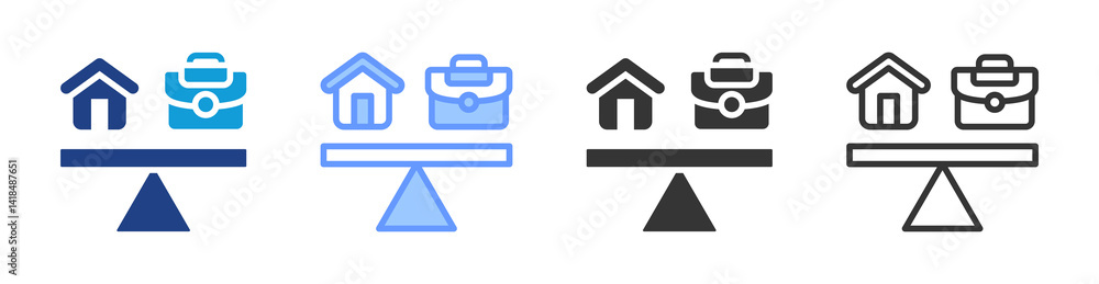 Poster work life balance icon set multiple style collection