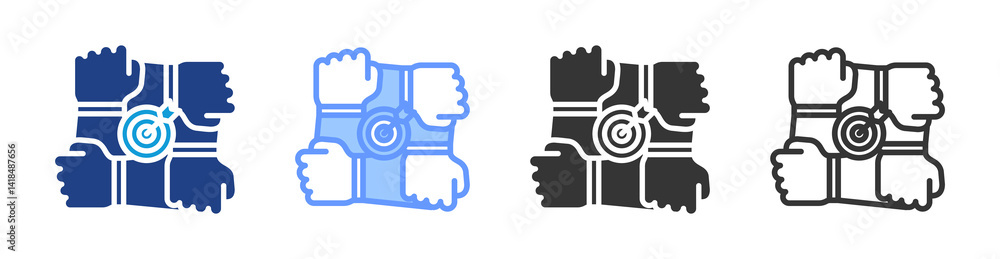 Poster team bulding icon set multiple style collection
