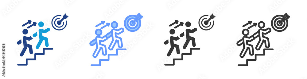 Poster coaching icon set multiple style collection