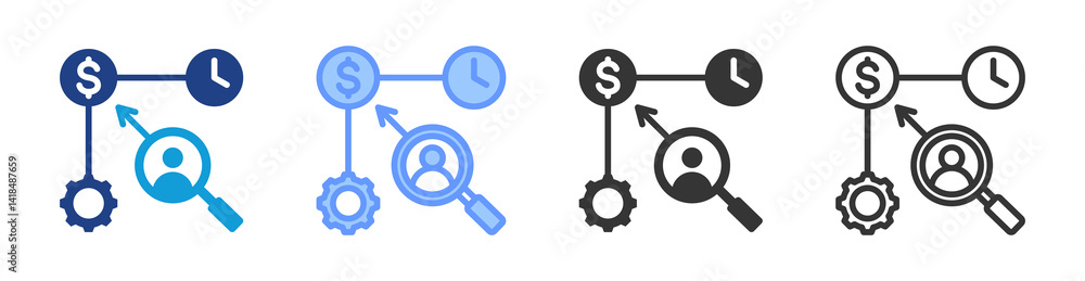 Poster Workforce Planning icon set multiple style collection