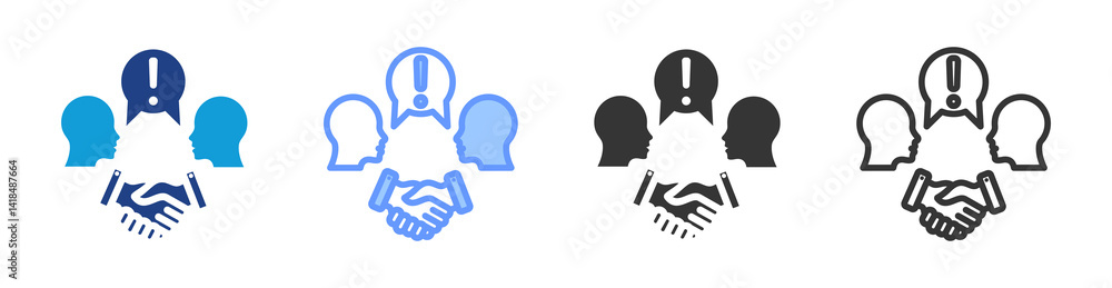 Aufkleber conflict resolution icon set multiple style collection
