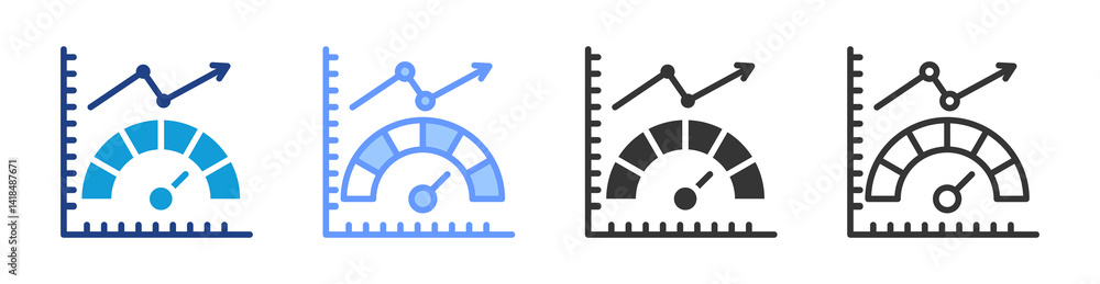 Aufkleber Performance Metrics icon set multiple style collection