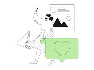 Virtual characters social communication concept business flat vector hand drawn illustration
