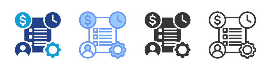 Project Management icon set multiple style collection