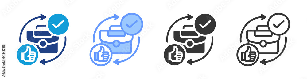 Poster job satisfaction icon set multiple style collection
