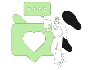 Virtual characters social communication concept business flat vector hand drawn illustration
